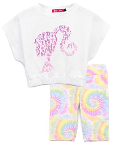 Barbie T-Shirt With Cycle Shorts Set Girls Kids Logo Tie Dye Outfit 3-4 Years - Image 2