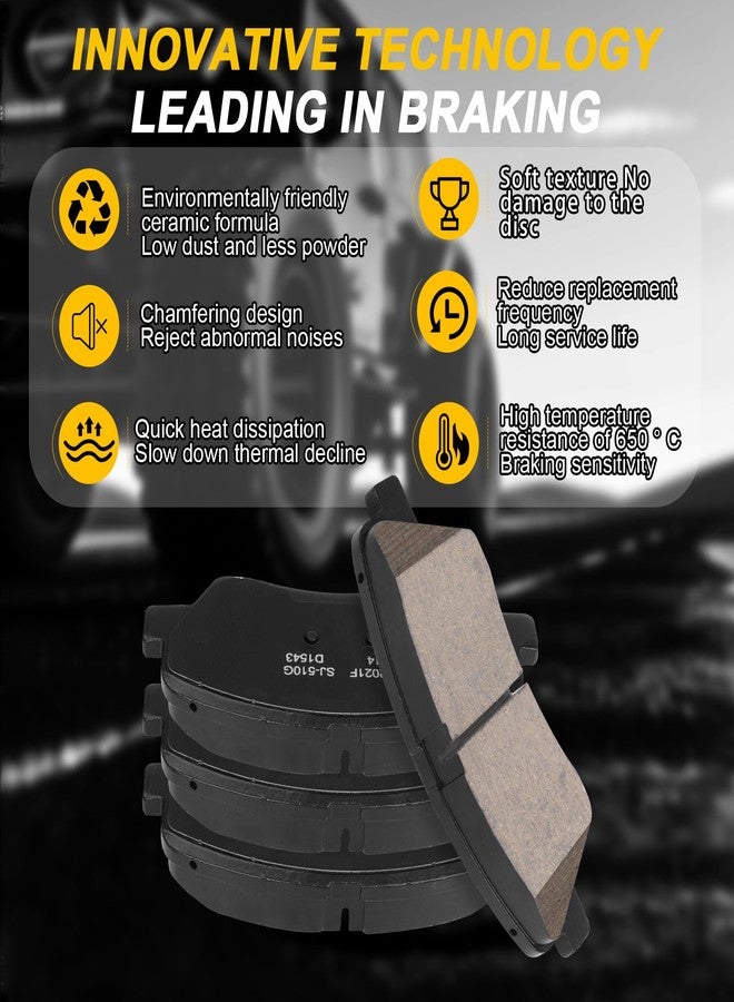 SUPLABEL Front and Rear Ceramic Brake Pads Compatible with 2011-2016 Hyundai Elantra for 2012-2016 Hyundai Veloster for 2014-2016 Kia Forte Koup Forte5, Disc Brake Pad Replacement P-1543 P-1544 - Image 4