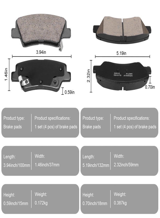 SUPLABEL Front and Rear Ceramic Brake Pads Compatible with 2011-2016 Hyundai Elantra for 2012-2016 Hyundai Veloster for 2014-2016 Kia Forte Koup Forte5, Disc Brake Pad Replacement P-1543 P-1544 - Image 2