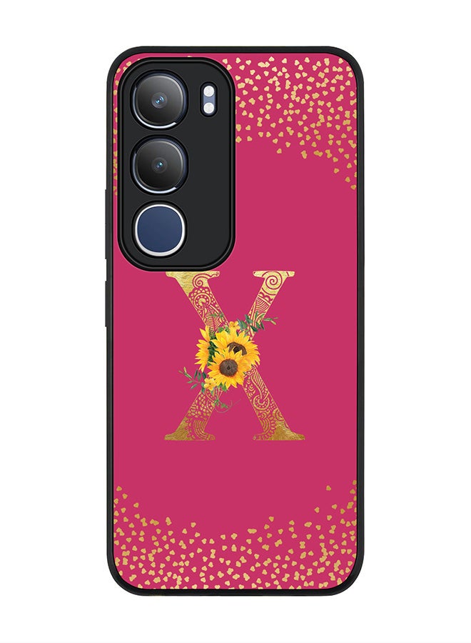Stylizedd For vivo Y19s / Y19s Pro Case,Slim fit Camera Protection, Shockproof Thin Phone cover  - Custom Floral Monogram - X ( Deep Pink )
