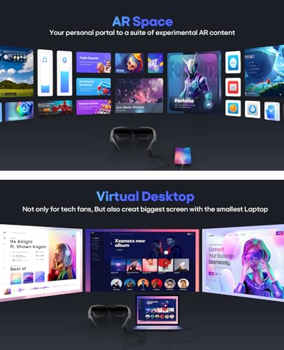 FANGOR AR Glasses, Smart Glasses with Massive 201 Inch Micro OLED Virtual Theater, 1080P, 3D Movie, 50° FOV, 400 nits Brightness, Support Stream, Game and Work on PC/Android/iOS/Consoles/Cloud - Image 5