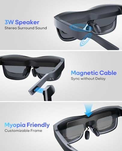FANGOR AR Glasses, Smart Glasses with Massive 201 Inch Micro OLED Virtual Theater, 1080P, 3D Movie, 50° FOV, 400 nits Brightness, Support Stream, Game and Work on PC/Android/iOS/Consoles/Cloud - Image 4