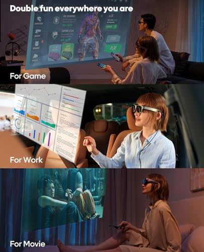 FANGOR AR Glasses, Smart Glasses with Massive 201 Inch Micro OLED Virtual Theater, 1080P, 3D Movie, 50° FOV, 400 nits Brightness, Support Stream, Game and Work on PC/Android/iOS/Consoles/Cloud - Image 2