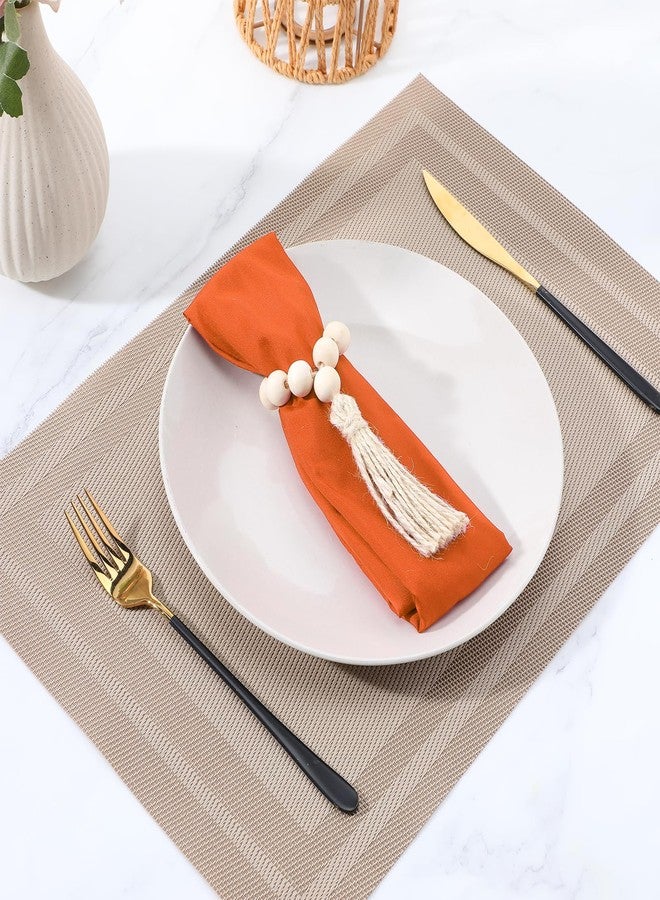 JOUTYFOR 24 Pcs Wooden Bead Napkin Rings, Farmhouse Napkin Rings with Tassel Boho Napkins Ring for Dining Table,Wedding Decoration (Nature) - Image 3