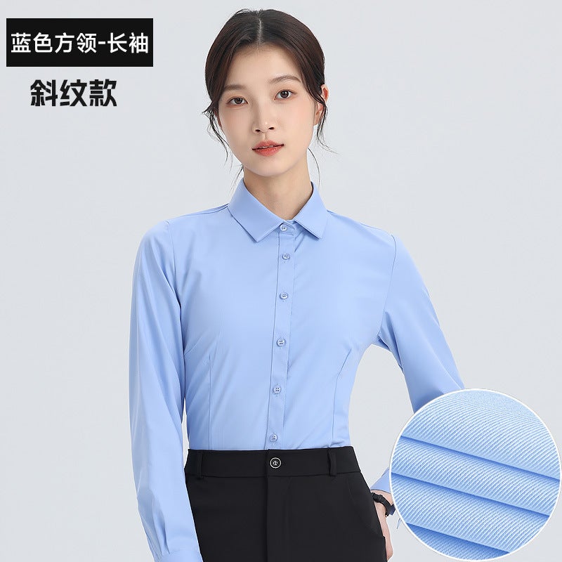 White Shirt Women'S Long Sleeve New Professional Dress Shirt Elegant Korean Style Work Clothes Slim Fit Inner Top - Image 1