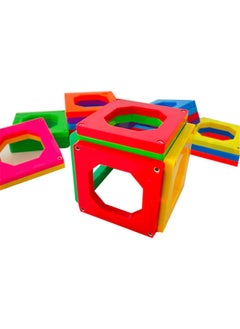 MAD TOYS 24 Pieces Magnetic Square Shaped Tiles Multicoloured Construction Set  - Image 5