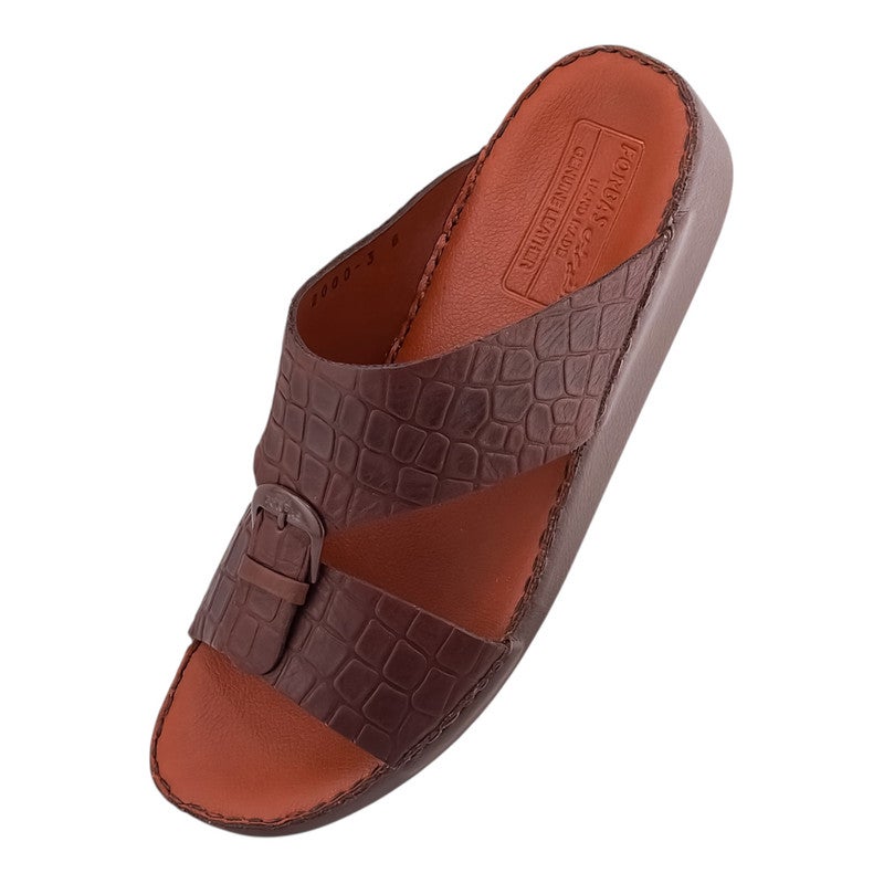 إيت صندل عربي يدوي الصنع للرجال من AET | شبشب رجالي خارجي | شبشب مفتوح من الأمام للاستخدام اليومي | جلد شامواه عربي أصلي مع إبزيم | تصميم جديد | نعل داخلي بلون بني فاتح | مريح وخفيف الوزن - Image 3