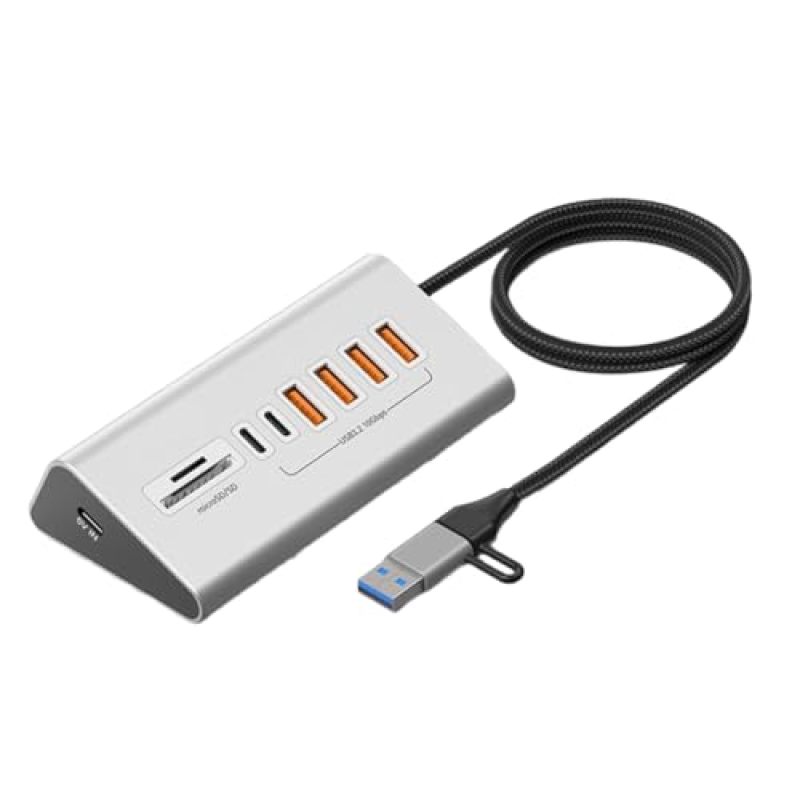 Usb C Hub Aluminum Alloy Heat Dissipation 10Gbps Ultra-Fast Transfer Multiport Hub for Laptop - Built-In Dual Card Reader Docking Station for Photographers and Creators - Image 1