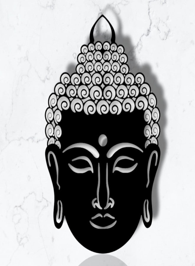 WEHUKOR Buddha face Metal Wall Hanging Arts Home Decor, Durable, good ambience Metal Wall Art For Bedroom,Living Room,Drawing room,Hotel,Office,Home Garden (21.7 inch x 14.4 inch, Black) - Image 1