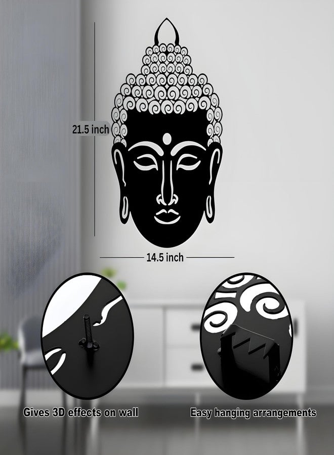 WEHUKOR Buddha face Metal Wall Hanging Arts Home Decor, Durable, good ambience Metal Wall Art For Bedroom,Living Room,Drawing room,Hotel,Office,Home Garden (21.7 inch x 14.4 inch, Black) - Image 5