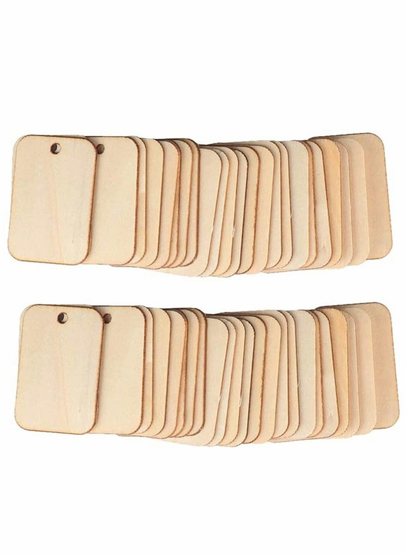 SYOSI Unfinished Wood Pieces Rectangle-Shaped Light Wooden Gift Tags with Hole for Craft Projects Hanging Decorations Painting Staining for Wedding Holiday Party Supplies 100 Pcs - Image 1