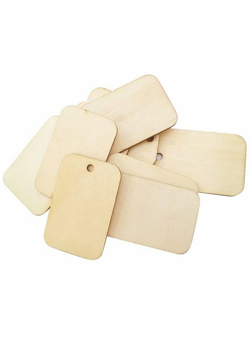 SYOSI Unfinished Wood Pieces Rectangle-Shaped Light Wooden Gift Tags with Hole for Craft Projects Hanging Decorations Painting Staining for Wedding Holiday Party Supplies 100 Pcs - Image 5
