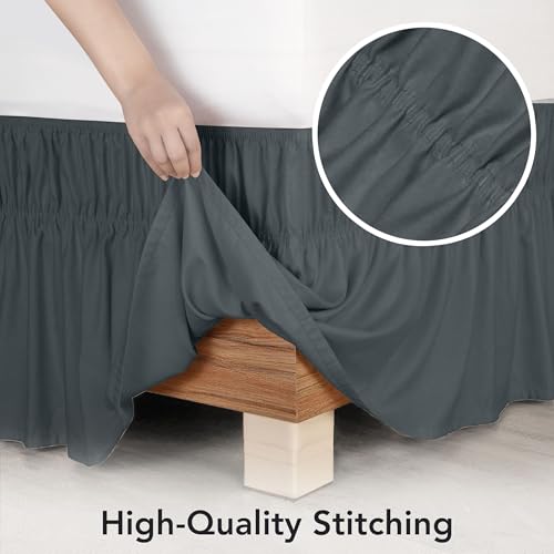 Utopia Bedding Queen Elastic Bed Ruffle - Easy Wrap Around Ruffle - Microfiber Bed Skirt with Adjustable Elastic Belt 16 Inch Tailored Drop - Hotel Quality Bedskirt, Fade Resistant (Queen, Grey) - Image 5