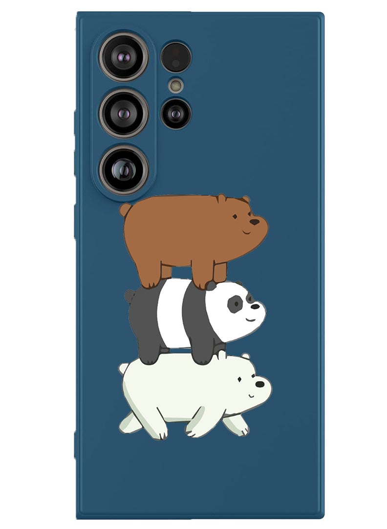 Theodor Protective Slim Fit Case Liquid Silicone Cover with Full Body Protection Anti-Scratch Shockproof Case For Samsung Galaxy S25 Ultra (Blue) - Three Panda-01 - Image 1