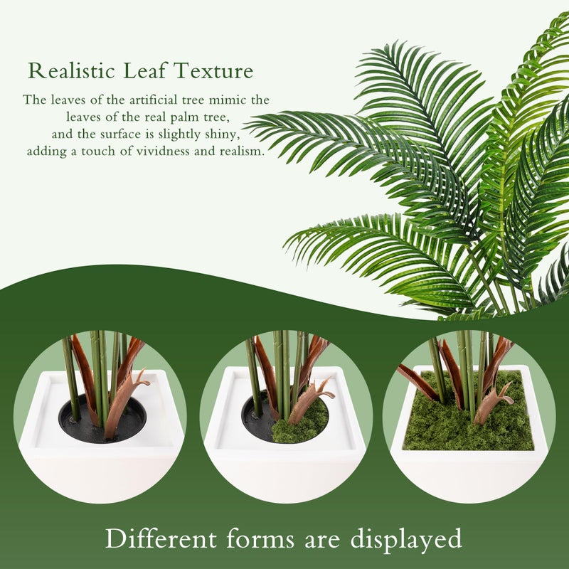Flydeer 6FT Artificial Palm Tree, Tall Faux Palm Tree Indoor with Fake Plants Tall, Artificial Plants with Lifelike Leaves for Home Office Decor (White) - Image 4