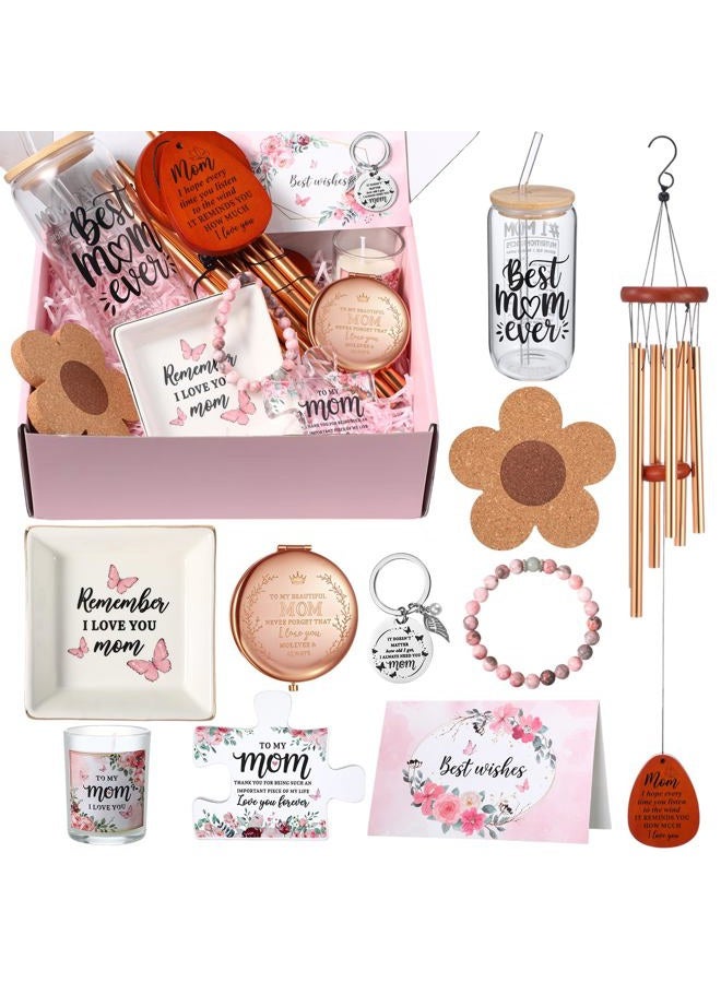 Blosssound Gifts for Mom from Daughter Son Aunt Birthday Gift Box from Niece Nephew Mama Auntie Present Basket Ideas Coffee Glass Cup Mothers Auntie Birthday Presents Basket Set of 11(For Mom) - Image 1