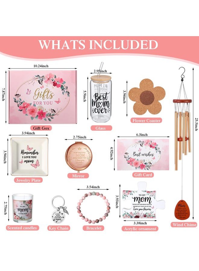 Blosssound Gifts for Mom from Daughter Son Aunt Birthday Gift Box from Niece Nephew Mama Auntie Present Basket Ideas Coffee Glass Cup Mothers Auntie Birthday Presents Basket Set of 11(For Mom) - Image 2
