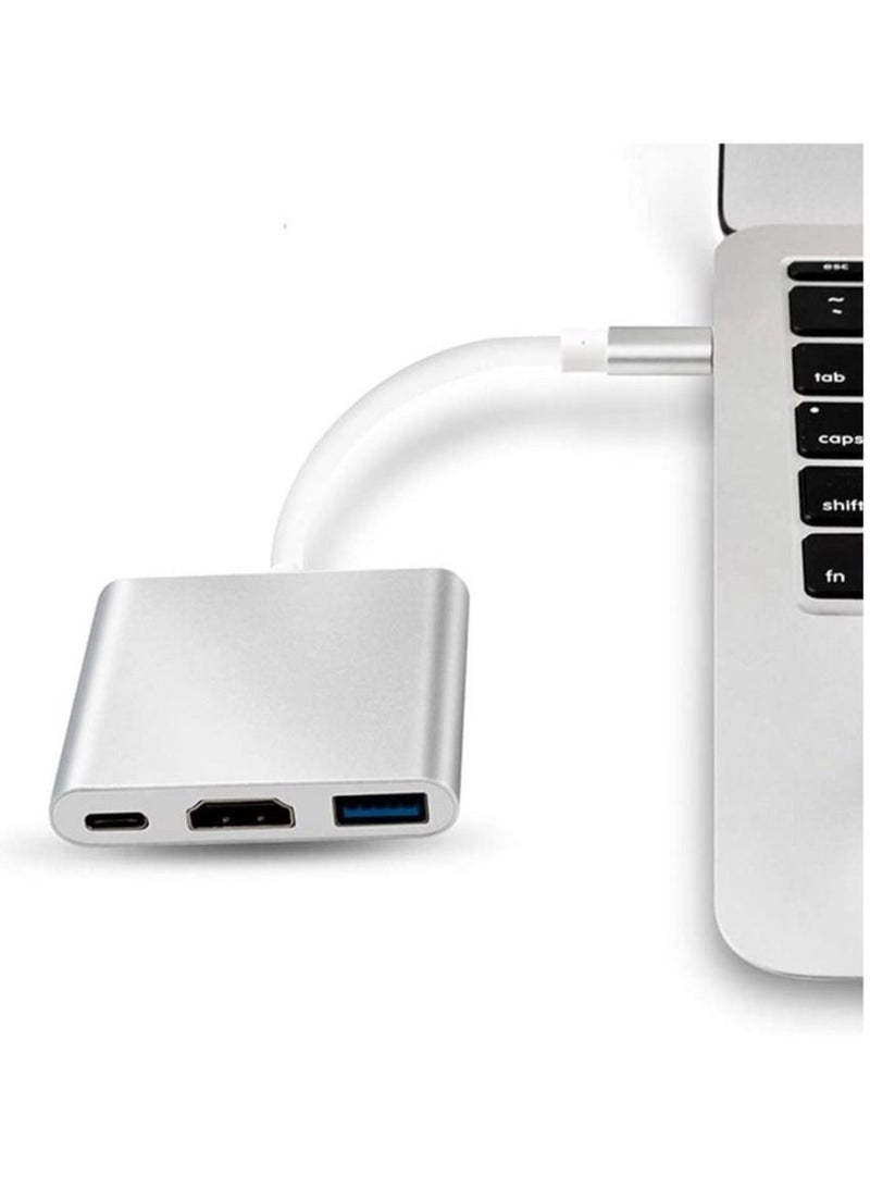 HDMI 4K USB C (Type C) to HDMI 4K with USB 3.0 Port and USB C Charging Port Adapter (Silver) - Image 3