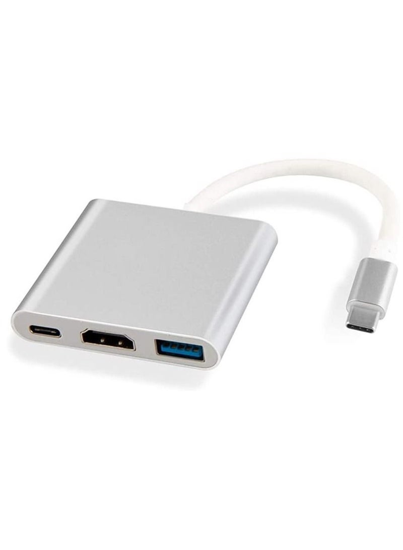 HDMI 4K USB C (Type C) to HDMI 4K with USB 3.0 Port and USB C Charging Port Adapter (Silver) - Image 2