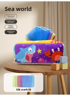 Generic Baby Tissue Toy Tissue Box 0-1 Years Old Baby Early Education Tear-proof Finger Exercise Ringing Paper Biting Toy-Color:Undersea Paradise Tissue Box ]  - Image 1