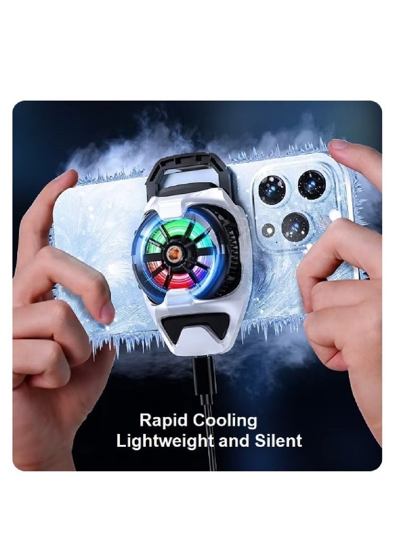 Memo DL22 Mobile Phone Cooling Fan with RGB Lights – Adjustable Semiconductor Radiator Cooler with USB Power, Portable Back Clip Heat Sink for Gaming, Streaming & Prolonged Use, Noiseless Design for Android & iOS Smartphones  - Image 3