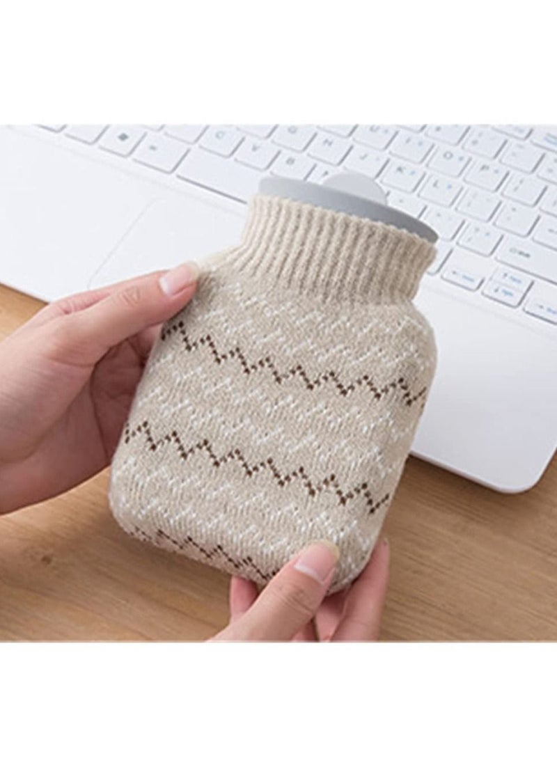 SYOSI Hot Water Pouch with Knit Cover Water Filled Heating Bottle Bag Small Lovely and Reusable Warm Microwave Oven Heating Available  - Image 2