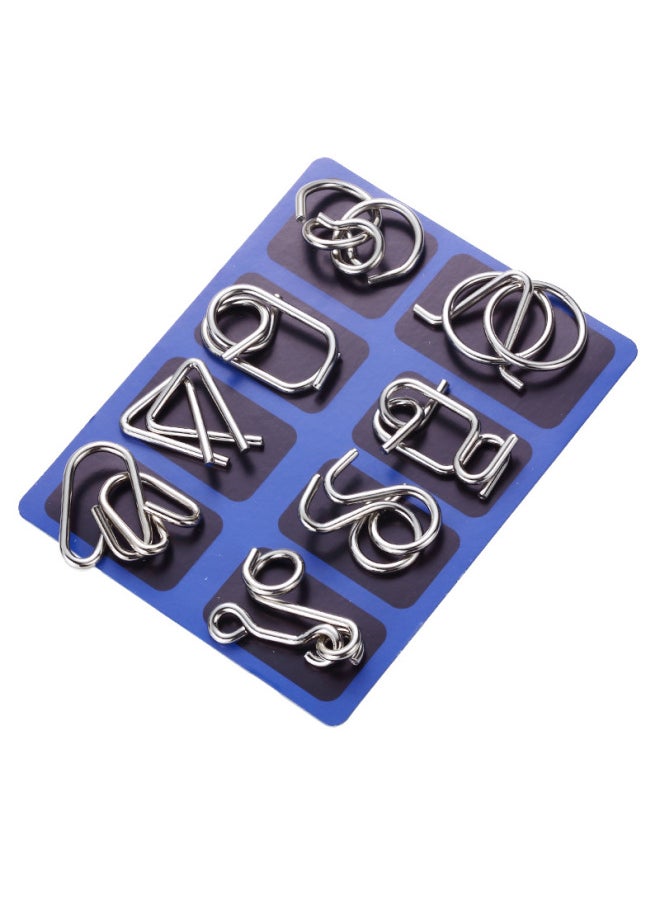 null - Intelligence Unlock 24-piece Set Unlock Ring 8-piece Set Nine-link Set Intelligence Development Educational Children And Students Over 6 Years Old-Color:♦Four Spiral Iron Twists (mint Sticks) - Image 1