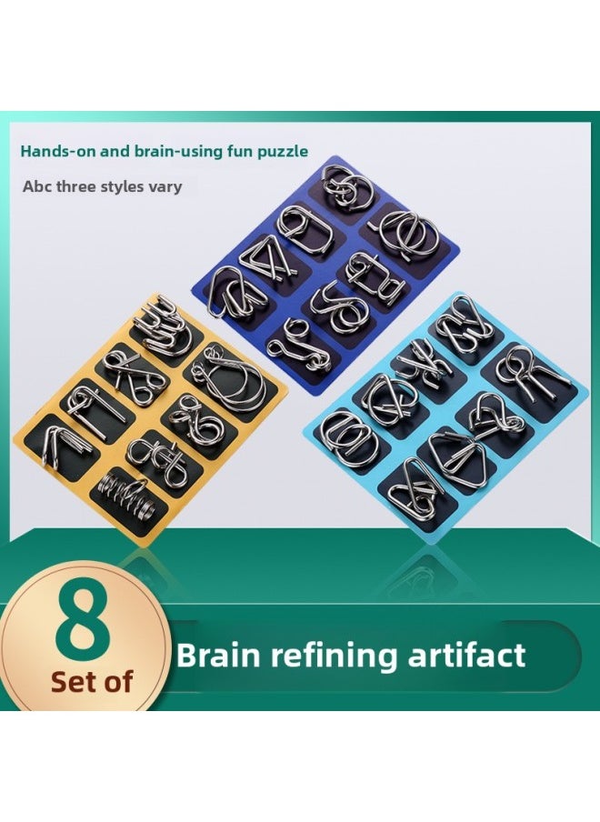 null - Intelligence Unlock 24-piece Set Unlock Ring 8-piece Set Nine-link Set Intelligence Development Educational Children And Students Over 6 Years Old-Color:♦Four Spiral Iron Twists (mint Sticks) - Image 1