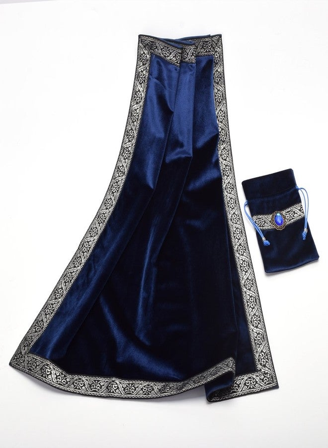 BLESSUME Square Velvet Altar Tarot Table Cloth and Pouch Dark Blue - Image 2