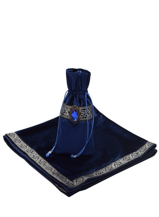 BLESSUME Square Velvet Altar Tarot Table Cloth and Pouch Dark Blue - Image 4