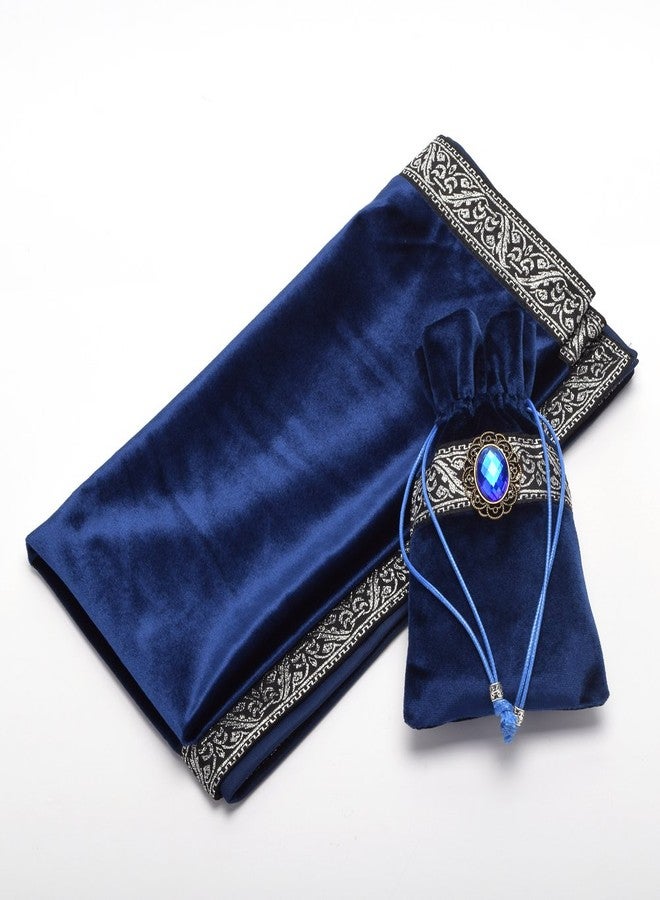 BLESSUME Square Velvet Altar Tarot Table Cloth and Pouch Dark Blue - Image 5