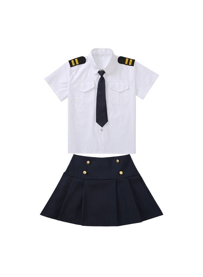 XiuWoo Dress Up Pilot Costume for  Girls - Airline Captain Uniform - Career Day Dress Up for Children - Image 3