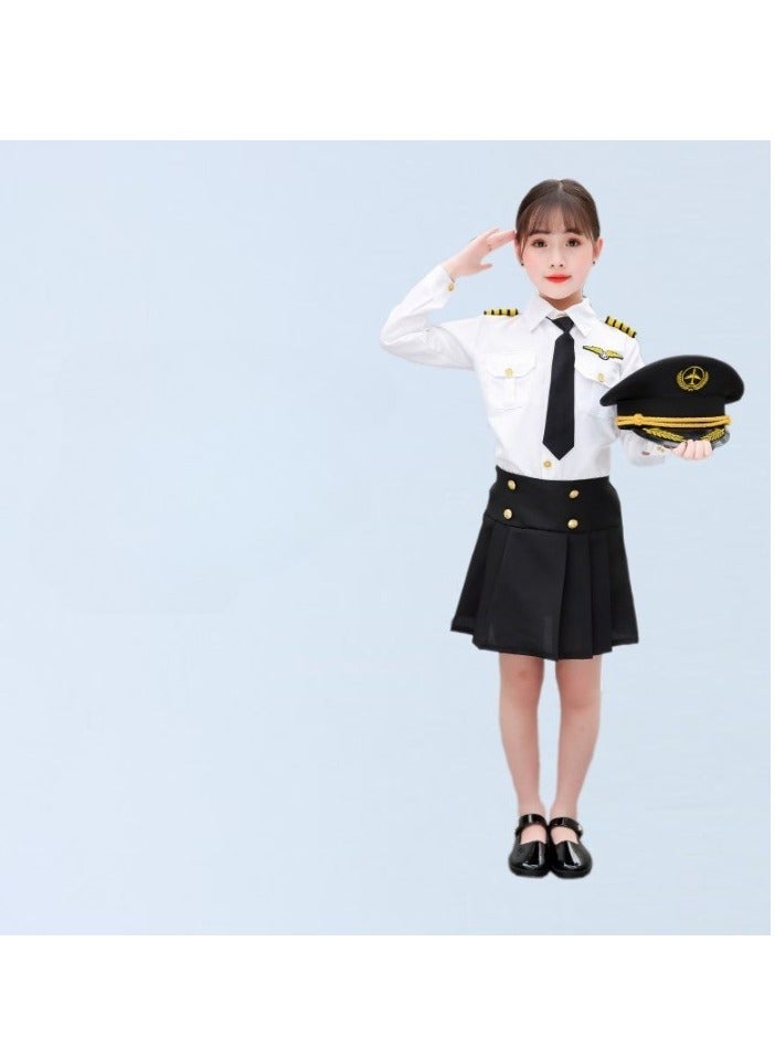 XiuWoo Dress Up Pilot Costume for  Girls - Airline Captain Uniform - Career Day Dress Up for Children - Image 2