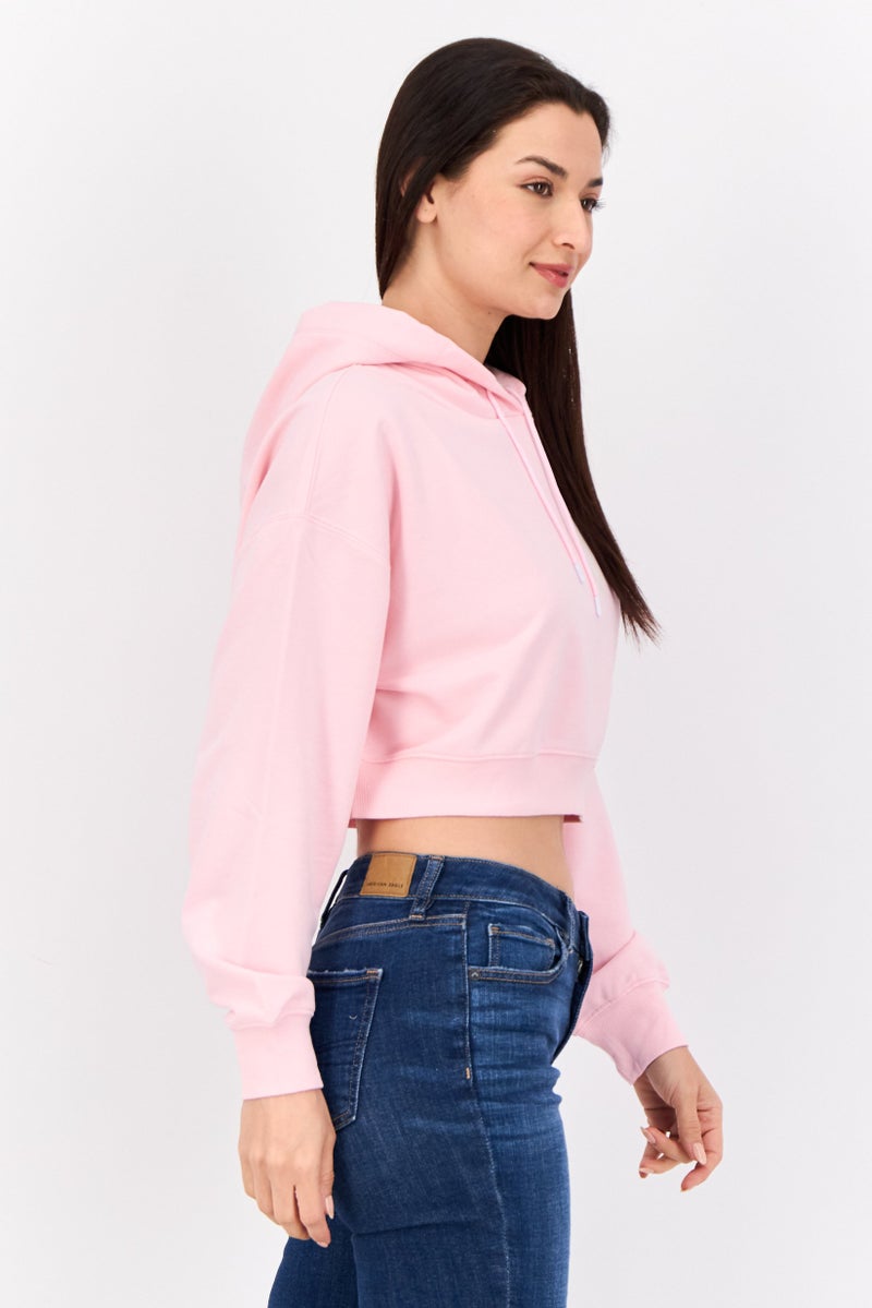 ESPRIT Women Hooded Brand Logo Long Sleeve Sweatshirt, Pink - Image 2