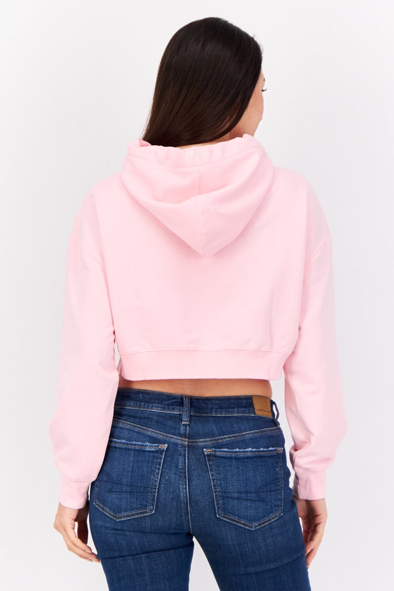 ESPRIT Women Hooded Brand Logo Long Sleeve Sweatshirt, Pink - Image 3