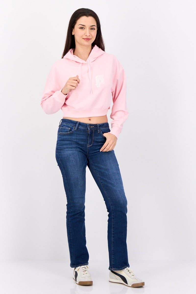 ESPRIT Women Hooded Brand Logo Long Sleeve Sweatshirt, Pink - Image 4