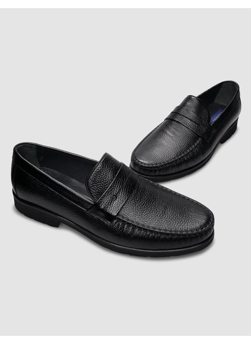 Cabani 100% Leather Black Laceless Men's Casual Shoes