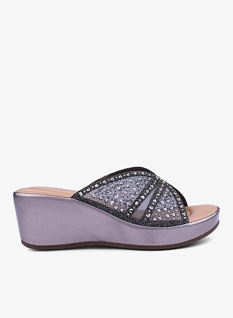 IconStyle Crystal Embellished Slip-On Sandals