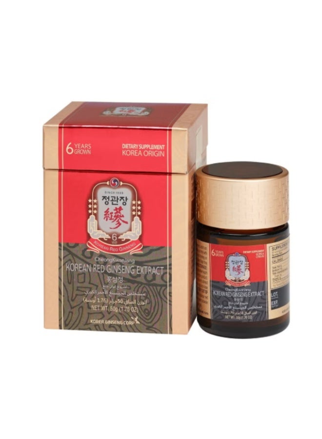 تشونغ كوان جانغ مستخلص الجينسنغ الأحمر الكوري ١٠٠٪ من تشيونغ كوان جانج، ٥٠ غرام - يعزز الطاقة والقدرة على التحمل والمناعة والتركيز بشكل طبيعي - Image 1