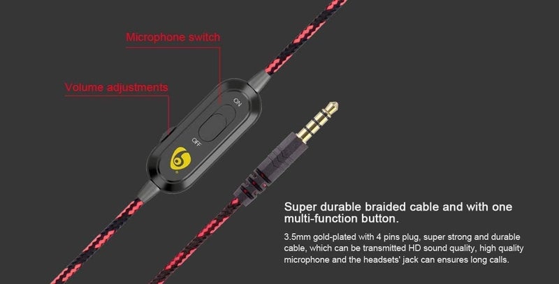 كومك سماعة ألعاب سلكية Komc 3.5mm�� سماعة فوق الأذن باللون الأسود مع إلغاء الضوضاء وميكروفون دوار لأجهزة بلاي ستيشن 4، لابتوب، كمبيوتر، هاتف محمول Ov-P2 أسود، M - Image 5