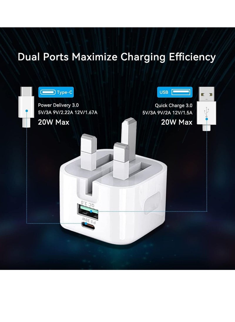 ELTRAZONE - 20W USB C Charger Block, 2-Ports [USB-C + USB] Charging Station, QC PD3.0 GaN Fast Charging Block, Type C Power Adapter for iPad Pro/iPhone/Samsung Note/Galaxy (Not with Cable) - Image 1