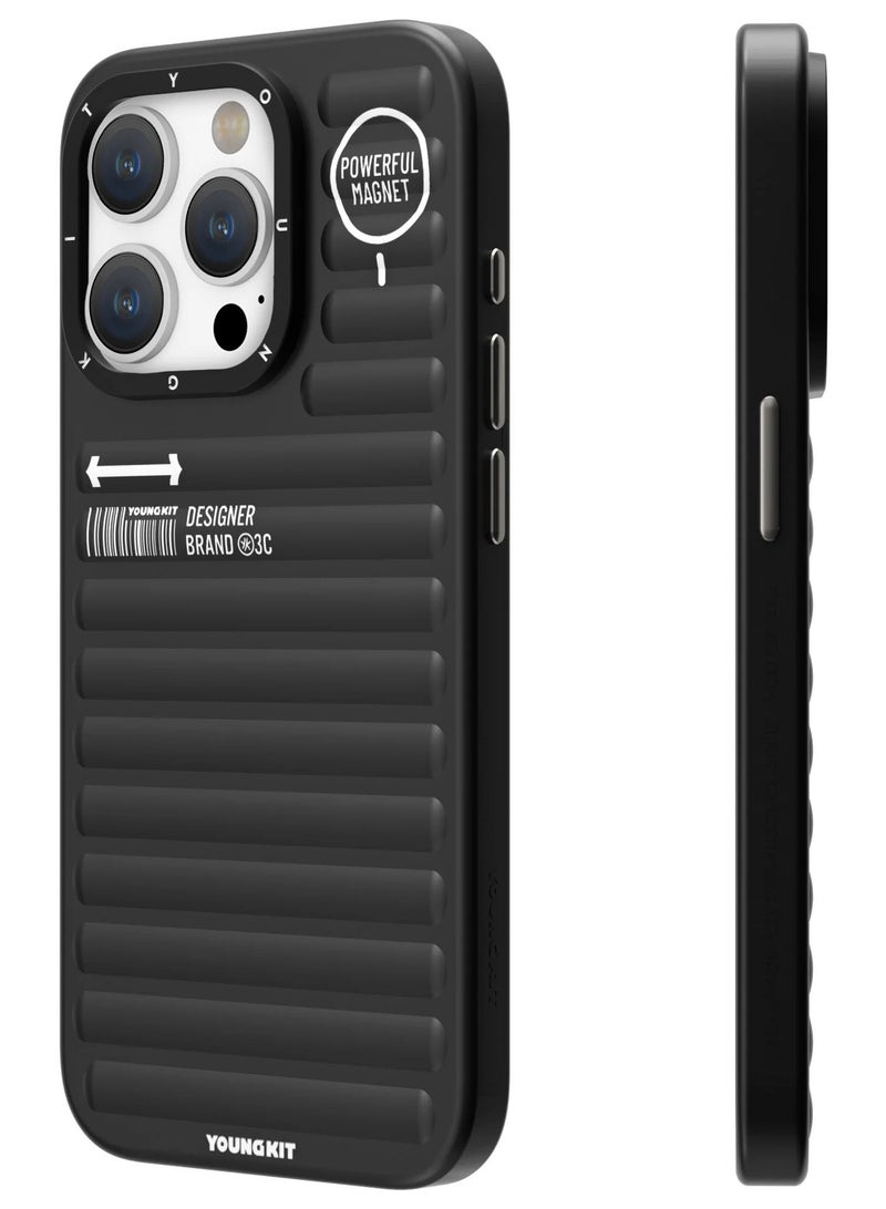 YOUNG KIT حافظة هاتف Apple iPhone 15 Pro من Young Kit True Color مستوحاة من الأمتعة - لون أسود - Image 2