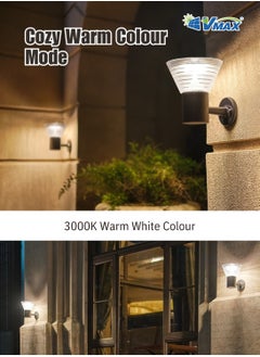 Vmax Solar Wall Lamp with 3.2V 6Ah Li-ion Battery, 3000K Warm White CCT, ≥70 CRI, LED 2835, Aluminum + PC Build, Optical Control, 30,000H Lifespan, Waterproof Outdoor Light For courtyard Garden Patio  - Image 4