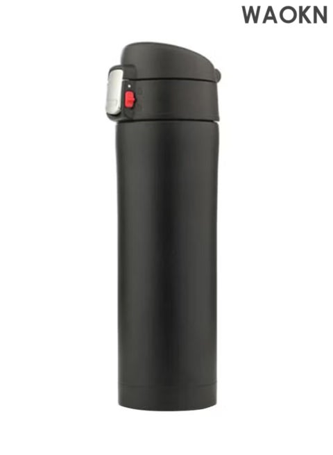 Travel Mug Tea Coffee Water Vacuum Cup Thermos Bottle Stainless Steel,Insulated Water Bottle Water Bottle Food Grade Stainless Steel Vacuum Insulation for Home, Travel, Outdoor, Office Use (Black)