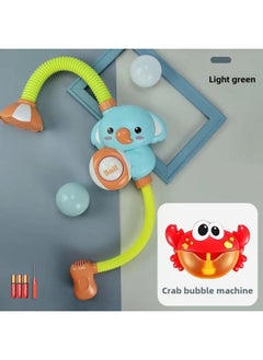 Children's Bath Toy Elephant Koala Electric Shower Sprinkler Water Sprinkling Bath Internet Red Same-Specifications:Green Elephant Shower Battery Version + Electric Crab Bubble Machine