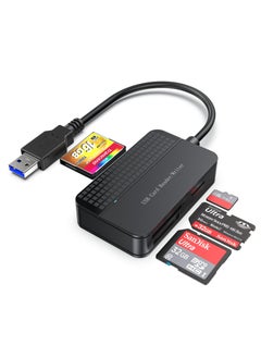 SD Card Reader USB 3.0, FEMORO Memory Card Reader 4-in-1, SD Card Adapter External High Speed Read Compact Flash Card Readers TF Micro SD MS CF Card Reader USB to Multi for Computer PC Camera Laptop