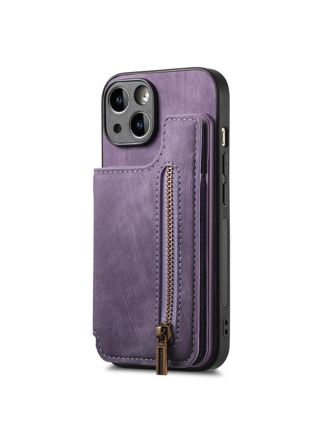 اس-توب جراب خلفي بسحاب من الجلد بتصميم ريترو لهاتف iPhone 14 Plus - Image 2