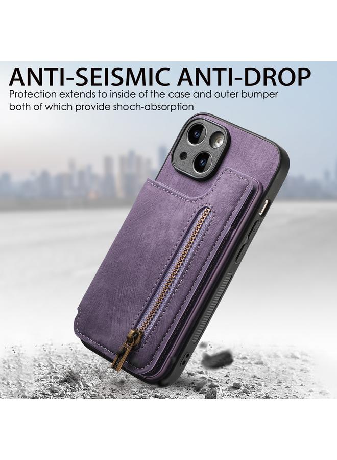 اس-توب جراب خلفي بسحاب من الجلد بتصميم ريترو لهاتف iPhone 14 Plus - Image 3