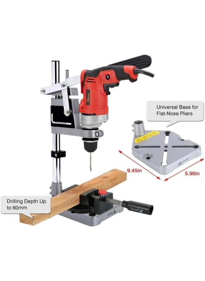 klarako - Drill Stand for Hand Drill, Universal Bench Clamp Drill Press Floor Stand Workbench Repair Tool for Drilling Collet Workshop,Single Hole Aluminum Base - Image 1