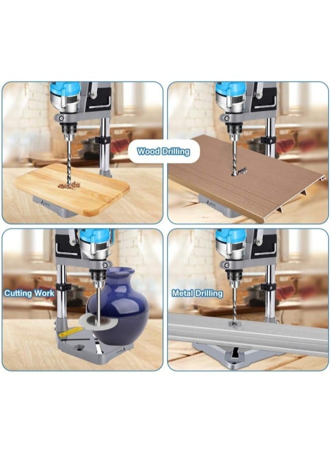 klarako - Drill Stand for Hand Drill, Universal Bench Clamp Drill Press Floor Stand Workbench Repair Tool for Drilling Collet Workshop,Single Hole Aluminum Base - Image 1